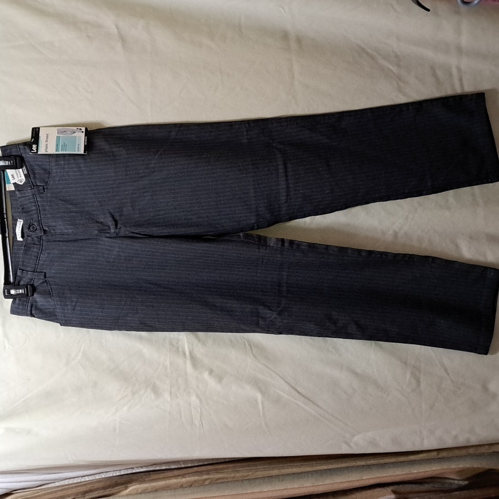 NWT Lee Womens Pin Striped Dress Pants/ Slacks Charcoal/Heather Gray Sz 10 med.